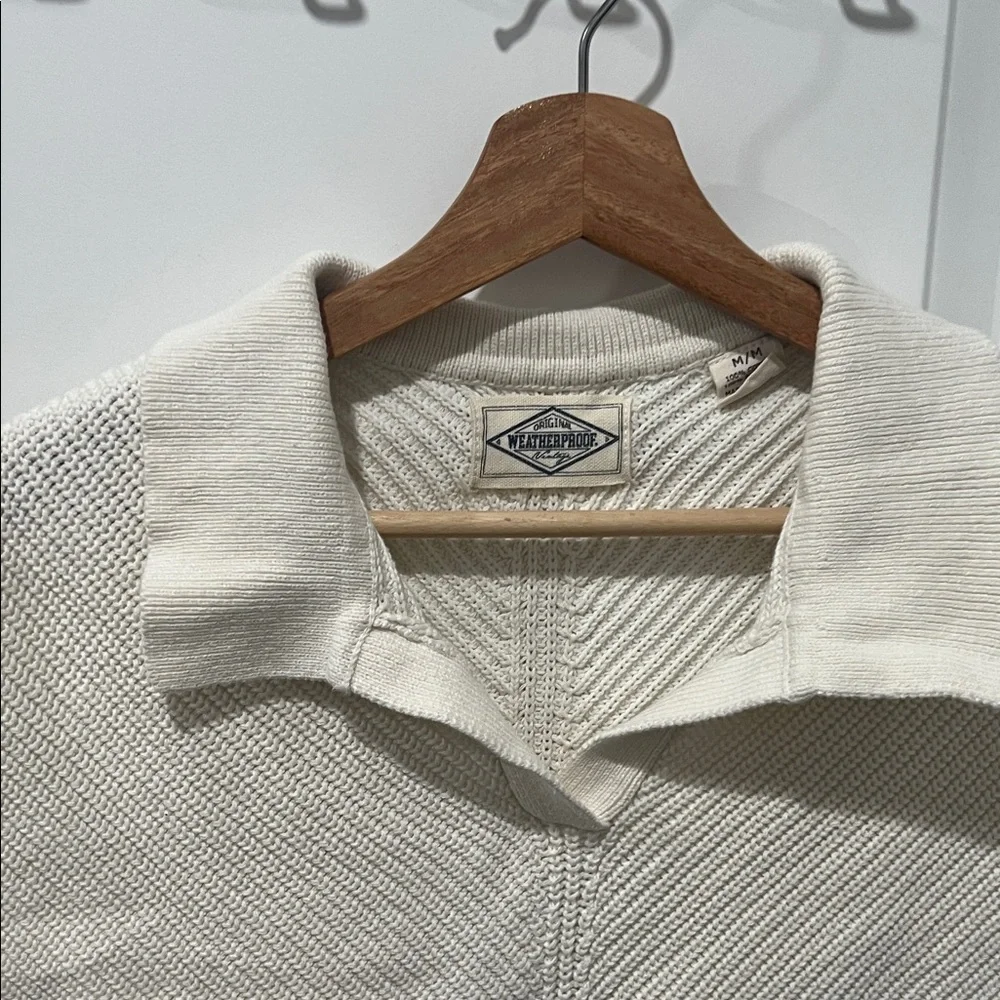 Weatherproof 100% Cotton Cream Knit Sweater‎ Vest Size Medium